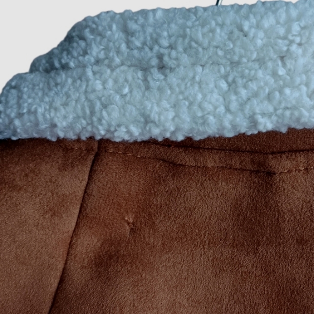 Stradivarius warm brown faux suede buttery soft coat sz S - Picture 8 of 8